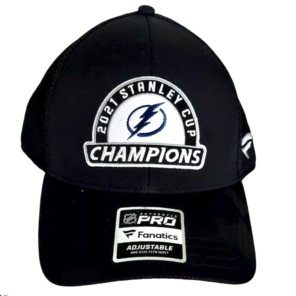 Tampa Bay Lightning Hat Snapback Stanley Cup Champions Black Mesh Trucker Style